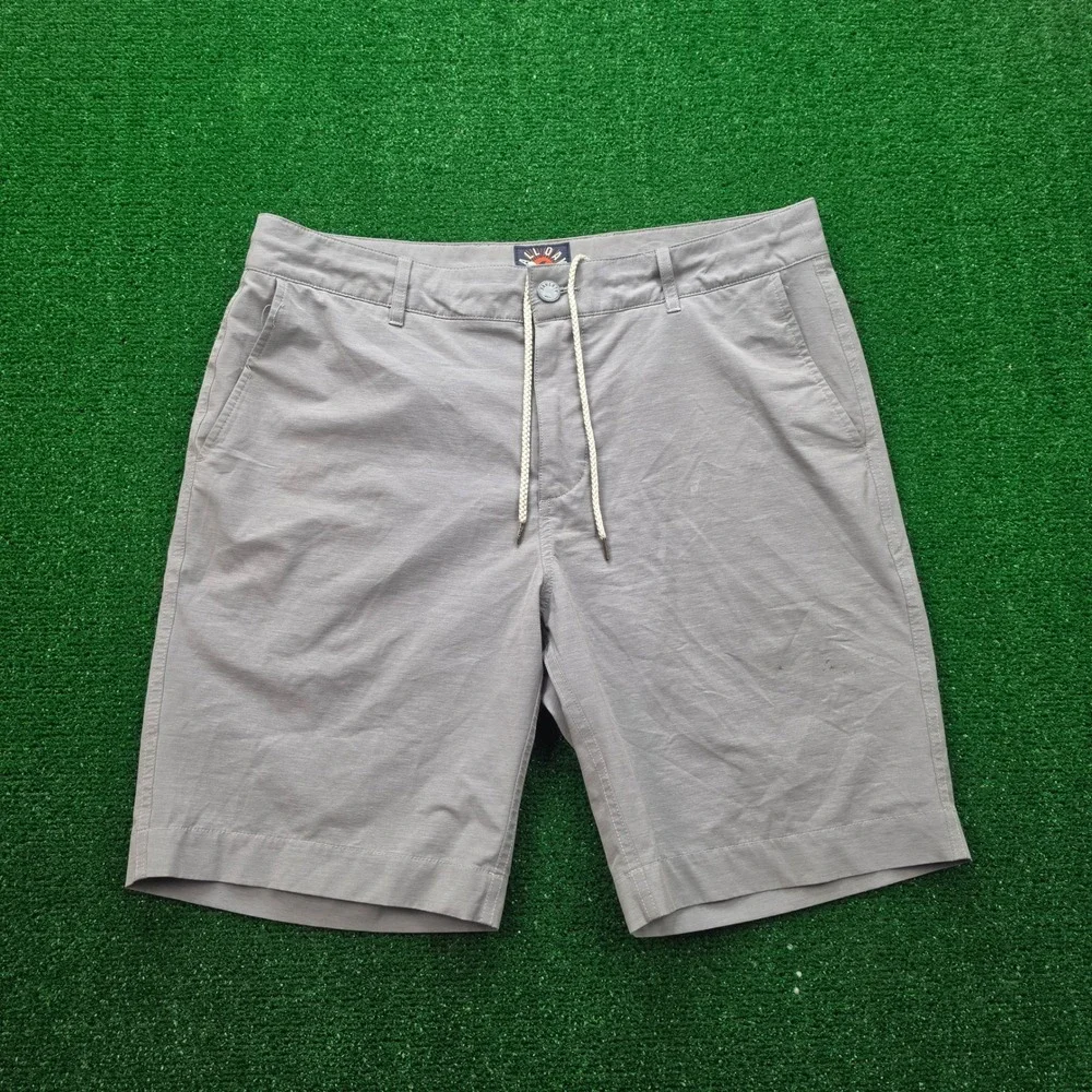 Faherty All Day Hybrid Shorts Mens 33 Gray Blue Flat Front Stretch Casual